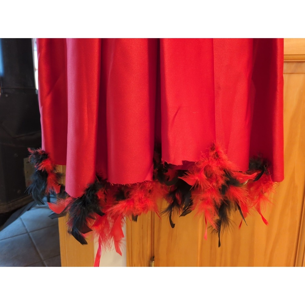 Vintage Loralie Party Prom Dress Size 8 Red Silk With Red‎ & Black Feathers - Picture 3 of 16